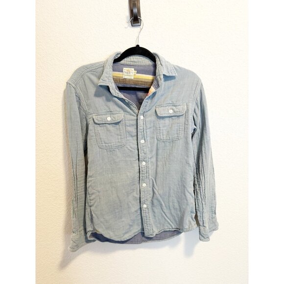 Faherty Mens Belmar Brushed Cotton Overshirt Long Sleeve Button Up Blue Small - Picture 2 of 5